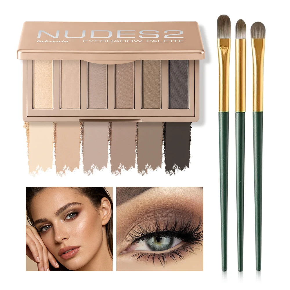 Eyeshadow Palette With Brush Set Long-Lasting Rich Pigment Natural Shades Matte Nudes Eyeshadow Powder Palette Women's Makeup Oasis Select With Brush