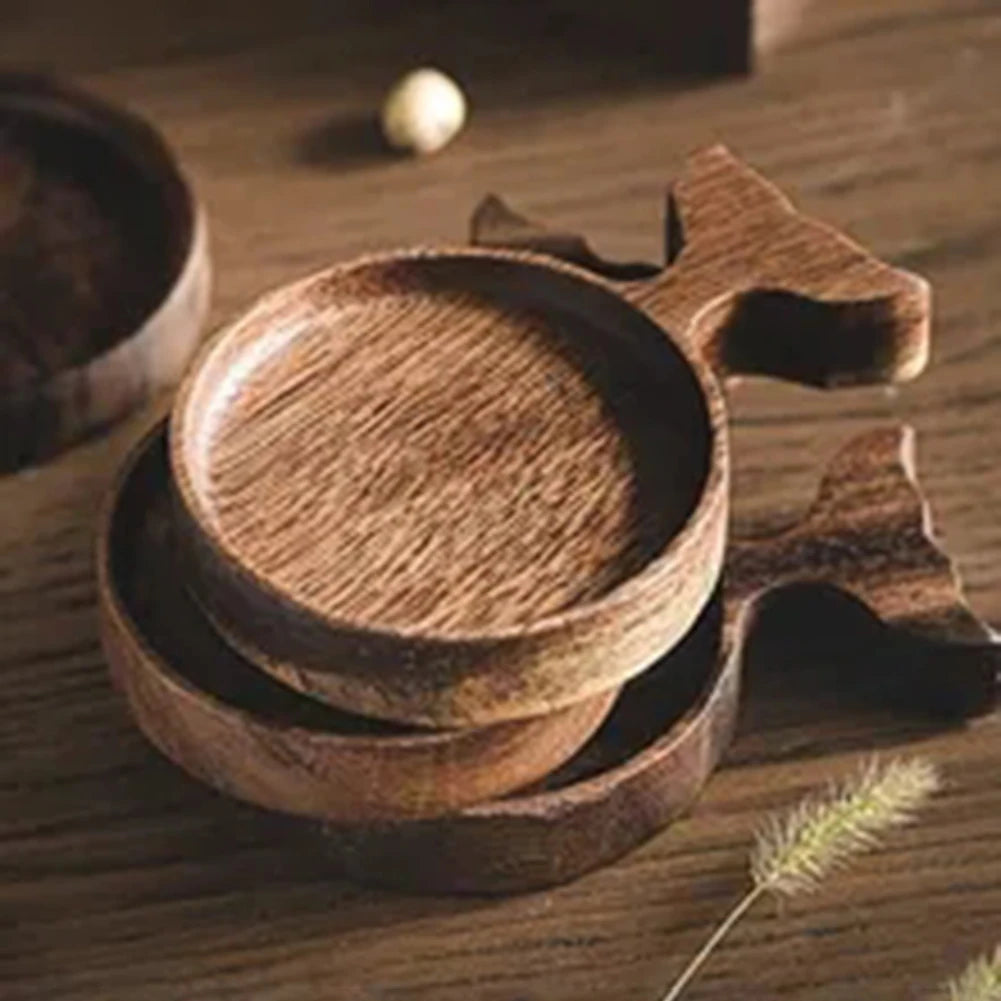 Fish-Shaped Wooden Condiment Dipping Dish with Handle