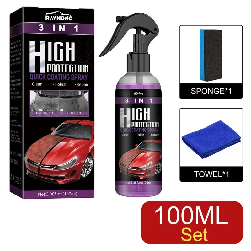 30ml/100ml Car Ceramic Coating Spray 3 in 1 Auto Nano Ceramic Coating Polishing Spraying Wax Car Paint Scratch Repair Remover Oasis Select 100ML Set