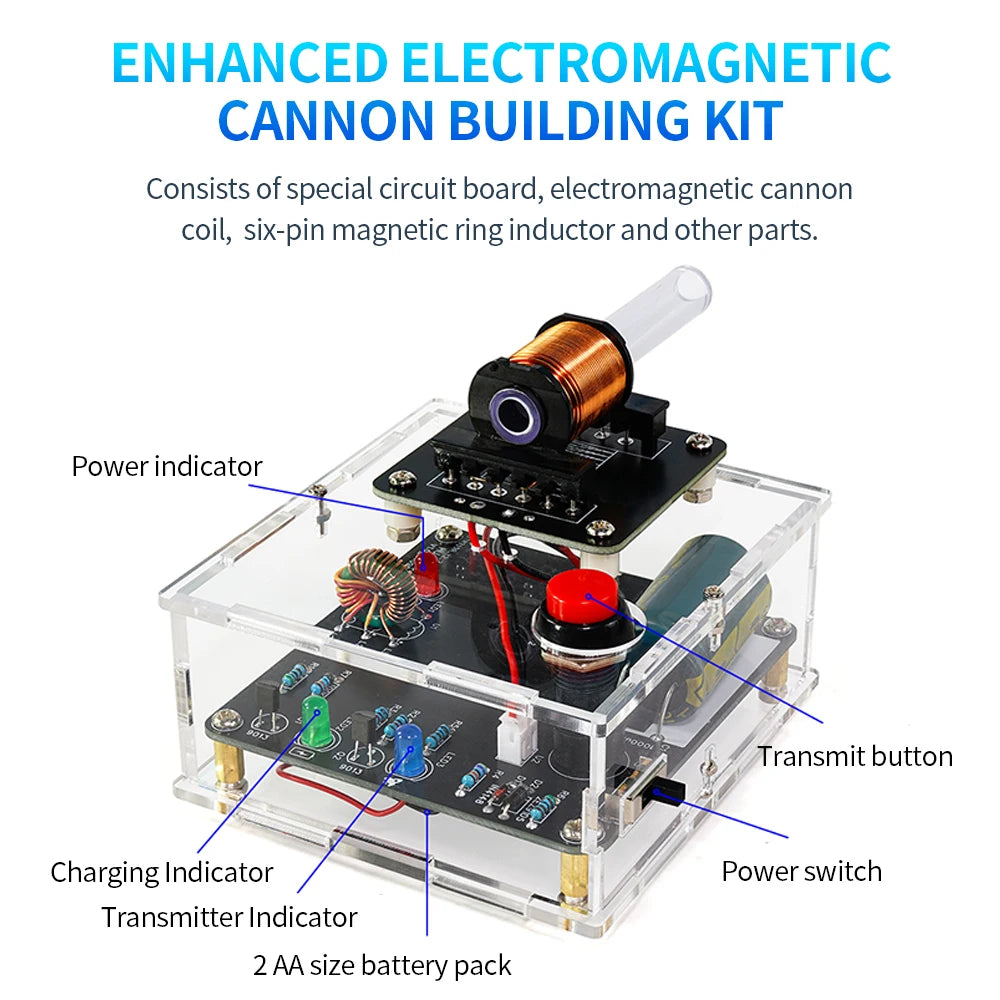 Enhanced DC3V High Voltage Electromagnetic Cannon DIY Kit Circuit Board Welding Practice Electronic Experiment Parts Oasis Select