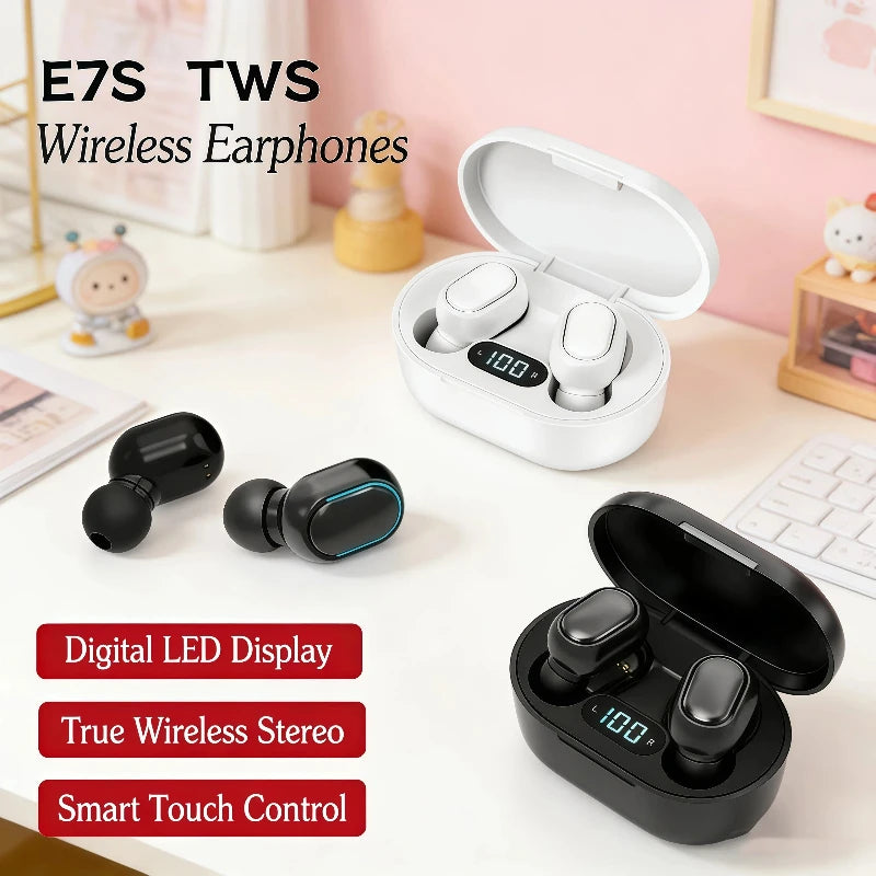 E7S TWS Earphone Bluetooth Headphones with Mic 9D Stereo Hifi Earbuds Wireless Headse Oasis Select