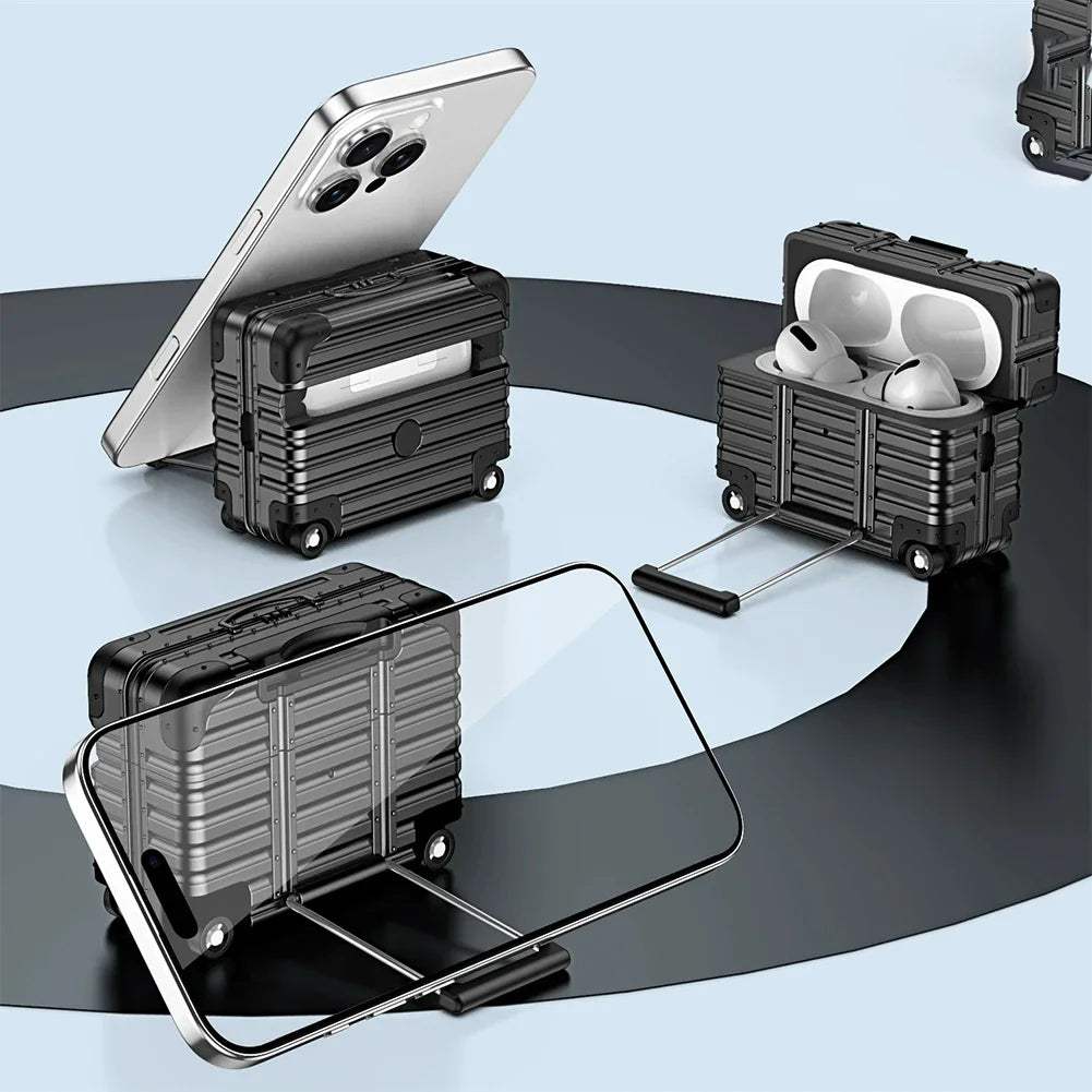Mini Suitcase AirPods Case – Drop-Proof PC & TPU Cover