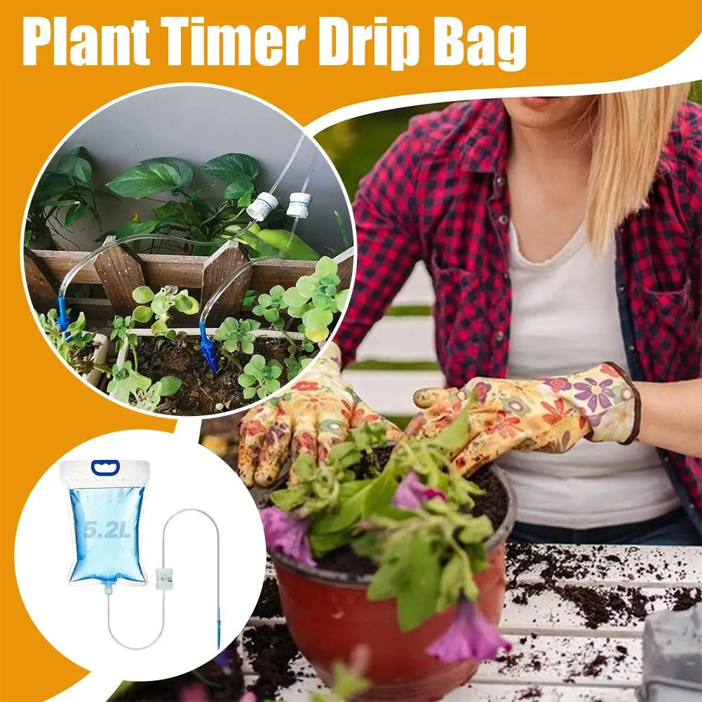 1pc 5.2L Automatic Watering Device Plant Watering Bag Control Of Water Dripping Flow Water Bag Lazy Travel Dripper Oasis Select
