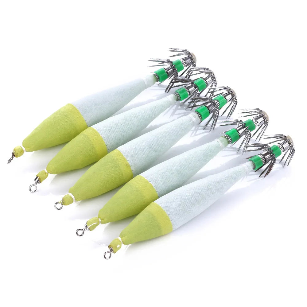 4#10.5cm/6.3g five-color luminous squid hook cloth roll squid needle explosion shrimp hook octopus hook sea fishing lure Oasis Select 5PCS 2 10.5cm