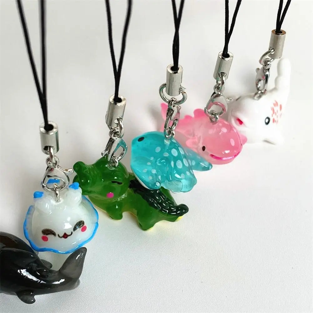 Jelly Sea Creature Phone Charms Blue Shark Sea Hare Black Whale Pink Axolotl Fish Phone Chain Cute Accessories Lanyard Keychain Oasis Select