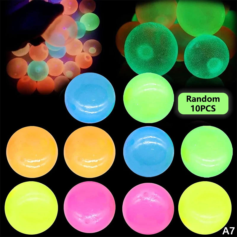 5/10Pcs Glow-in-the-Dark Sticky Ceiling Balls Fidget Toys Stress Relief Sensory Wall & Ceiling Decor Glows Balls Oasis Select A7