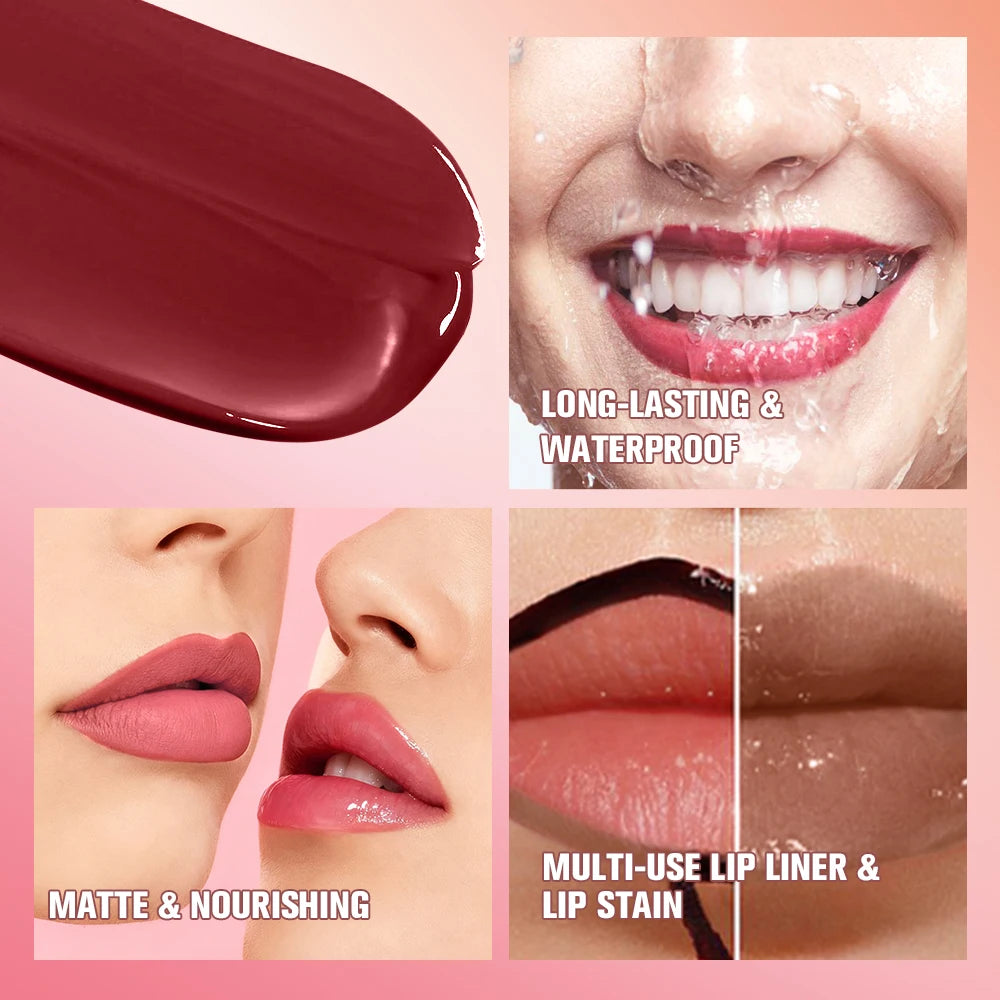 Lakerain 2 In 1 Liner Lipglaze & Moisturizing Lip Oil Peel-off Lip Gloss Deep Hydration Waterproof Soft Lips Dual-head Design Oasis Select