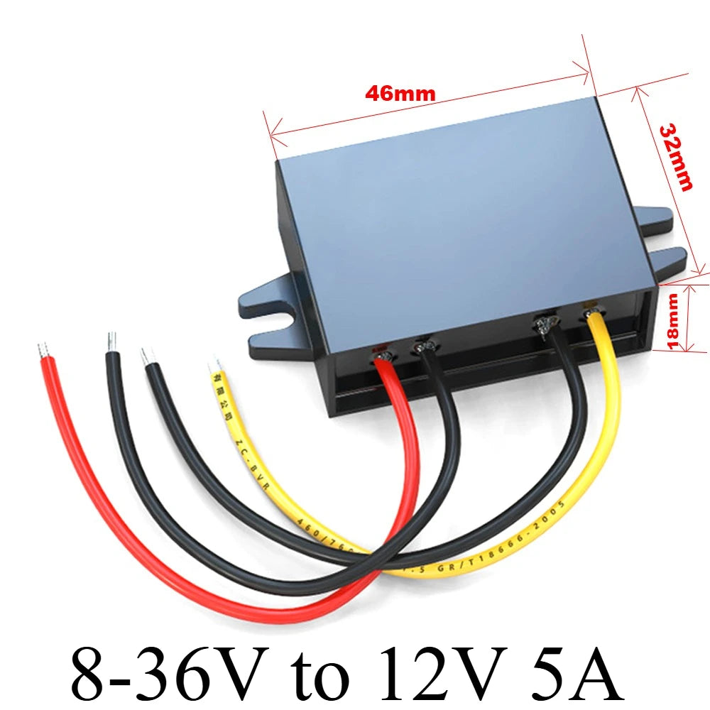 12V 60V 48V 36V 24V to 12V 1A-5A Step-down 60V-12V Buck Truck Boat Car Power Supply Voltage Regulator Transformer DC Converter Oasis Select 8-36V to 12V 5A2S