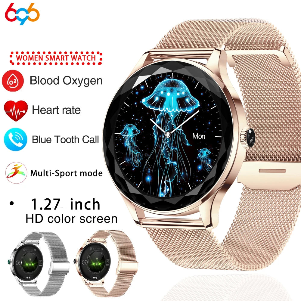 Hot Sale 1.27" Lady Fashion Waterproof Smartwatch Blue Tooth Call Heart Rate Health Smart Watch Sports Women Music Gift Calorie Oasis Select
