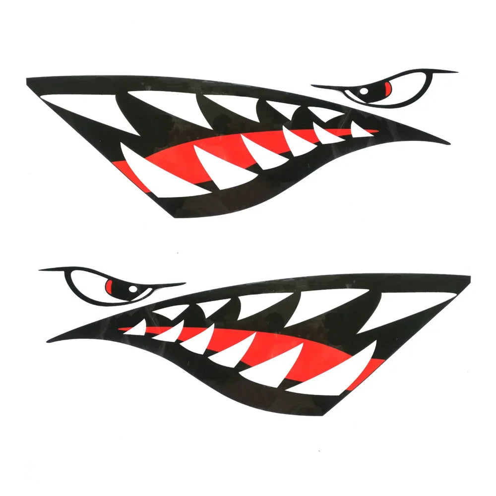 2PC Kayak Sticker Waterproof Shark Teeth Mouth Stickers Decal Canoe Dinghy Marine Boat Car Truck Oasis Select