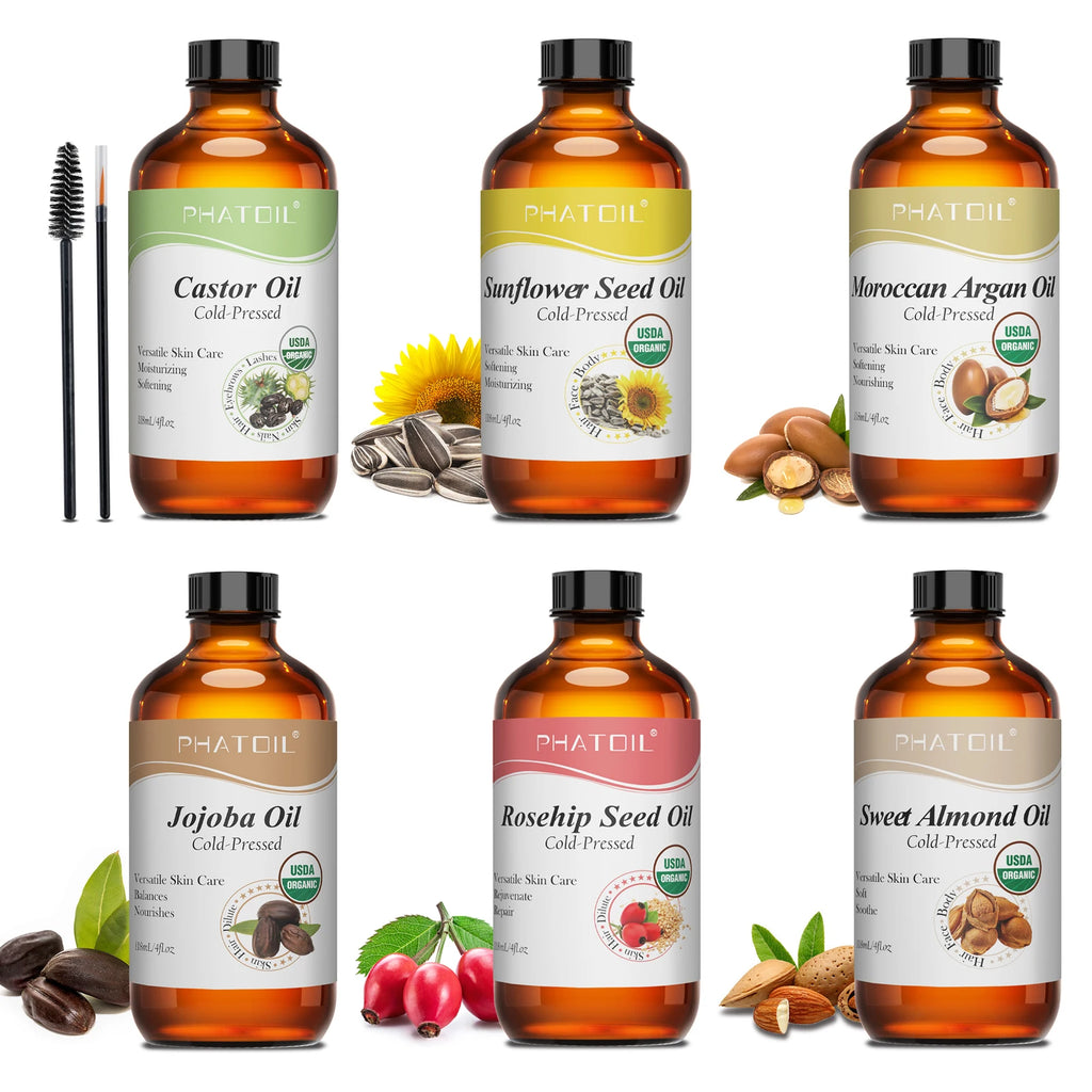 PHATOIL 118ml Organic Carrier Oil – Castor, Jojoba, Argan, Rosehip