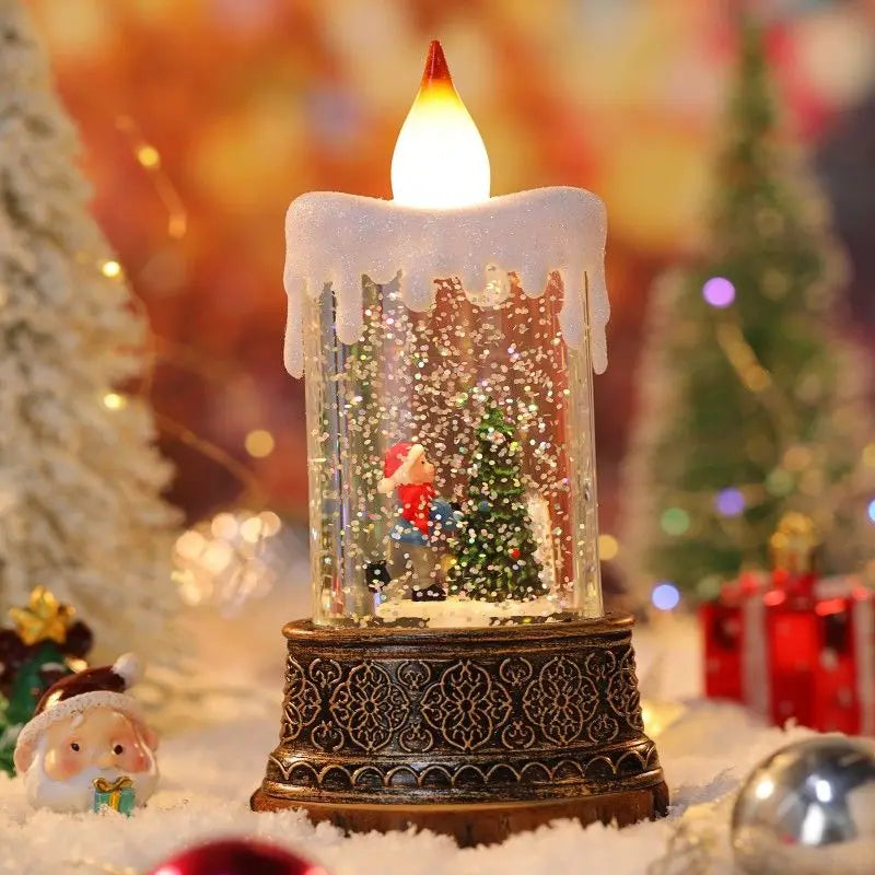 Christmas Illuminated Night Lights Decorate The Desktop with Snowflake and Christmas Wind Lanterns Creating A Festive Atmosphere Oasis Select Child and tree 14.6cm