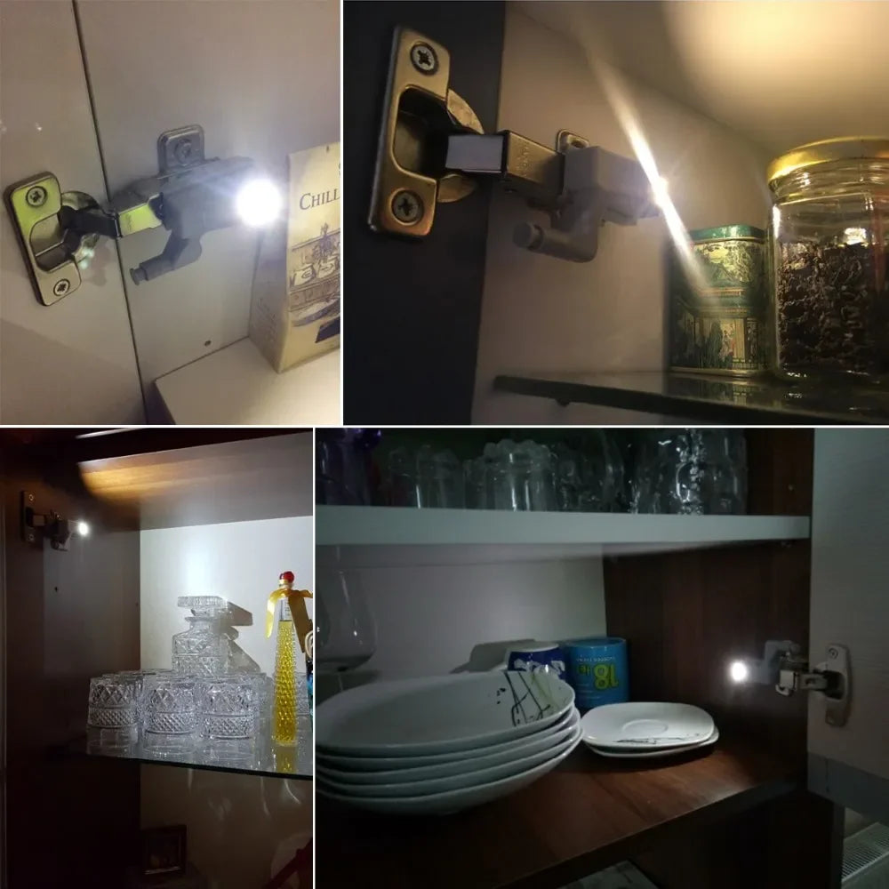 10Pcs Cabinet Light Universal Inner Hinge LED Sensor Lamp Auto Switch ON/OFF Bulb 0.3W Wardrobe Cupboard Door 3 LEDs Night Light Oasis Select