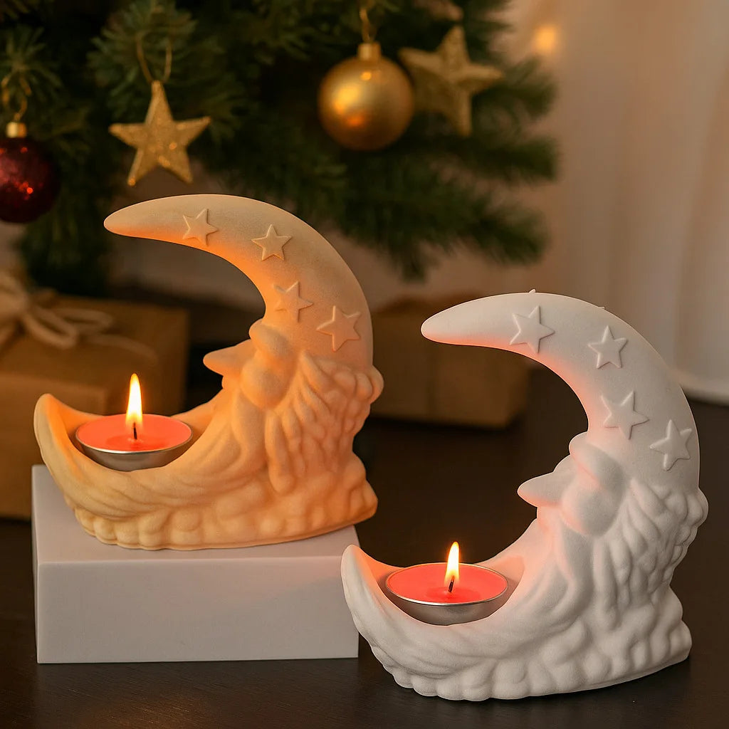 Santa Claus Moon Candlestick Silicone Molds DIY Christmas Decor Ornament Plaster Concrete Mould Scented Candle Holder Resin Mold Oasis Select