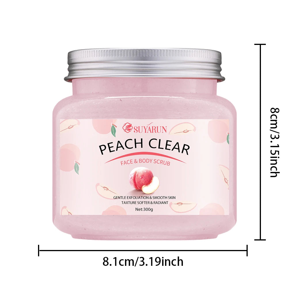 SUYARUN Peach Sugar Scrub Body Polish with Shea Butter 300g Body Sugar Scrub Oasis Select