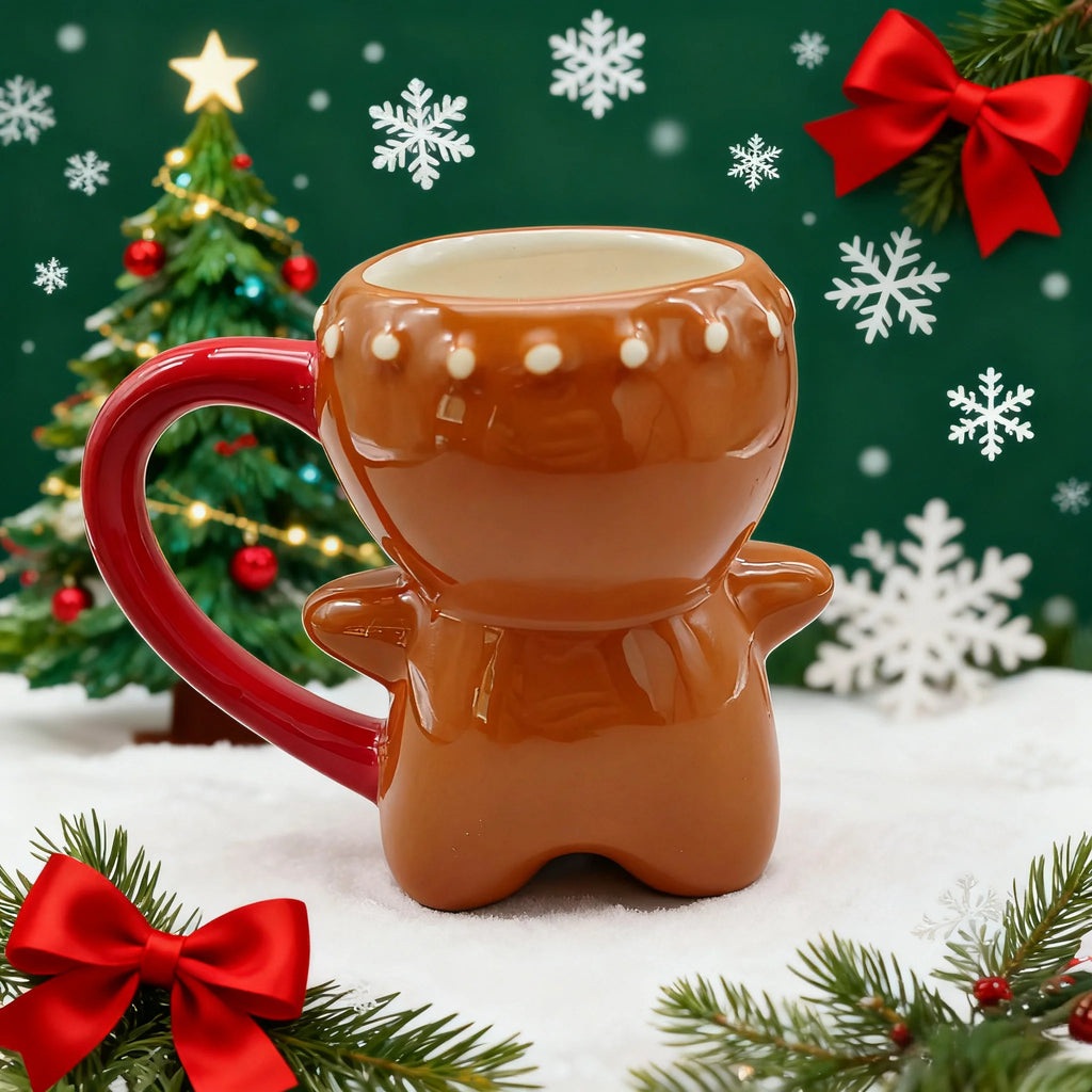 Kawaii Gingerbread Man Ceramic Mug | 3D Christmas Cup 300ML Ceramic Christmas Mug Oasis Select