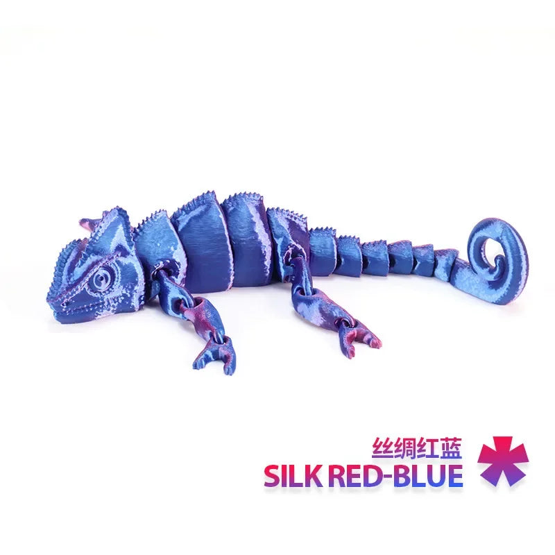 3D Printing Chameleon Figures Multi-joint Movable Animal Toys Miniatures for Home Accessories Kids Gift Living Room Decoration Oasis Select red blue