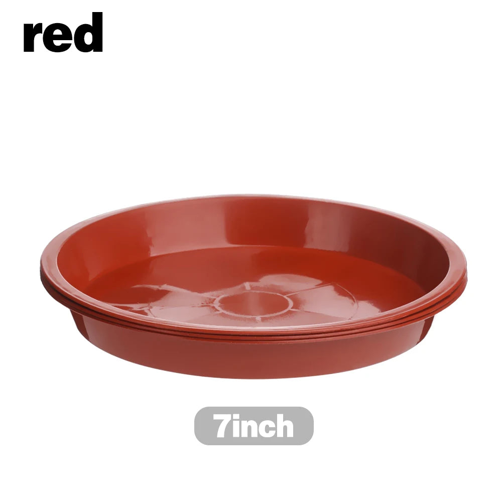 3Pcs Round Shaped Plant Trays Durable Plastic Drip Trays Heavy Duty Tray Saucers Red White Black Indoor Outdoor Flower Pot Oasis Select red-7inch