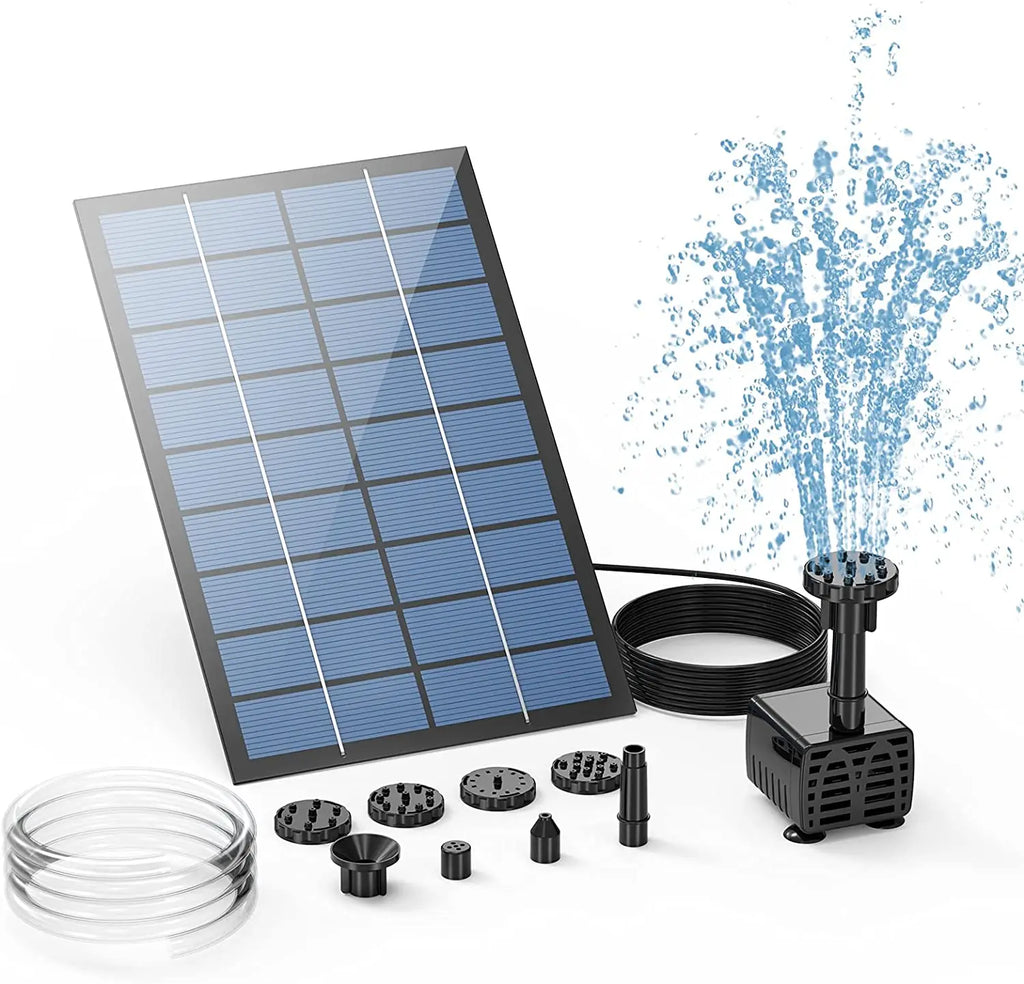 Solar Fountain Pump 2.5W with 6Nozzles and 4ft Water Pipe,Solar Powered Pump for Bird Bath,Pond,Garden and Other Places Oasis Select A-2.5W