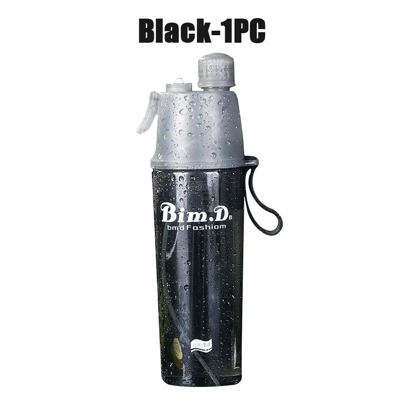 1/2/4PCS Creative Spray Portable Water Bottle Mist Atomizing Bottle for Outdoor Sports Gym Fitness Reusable Leak Proof Drinking Oasis Select 600ML Black-1PC
