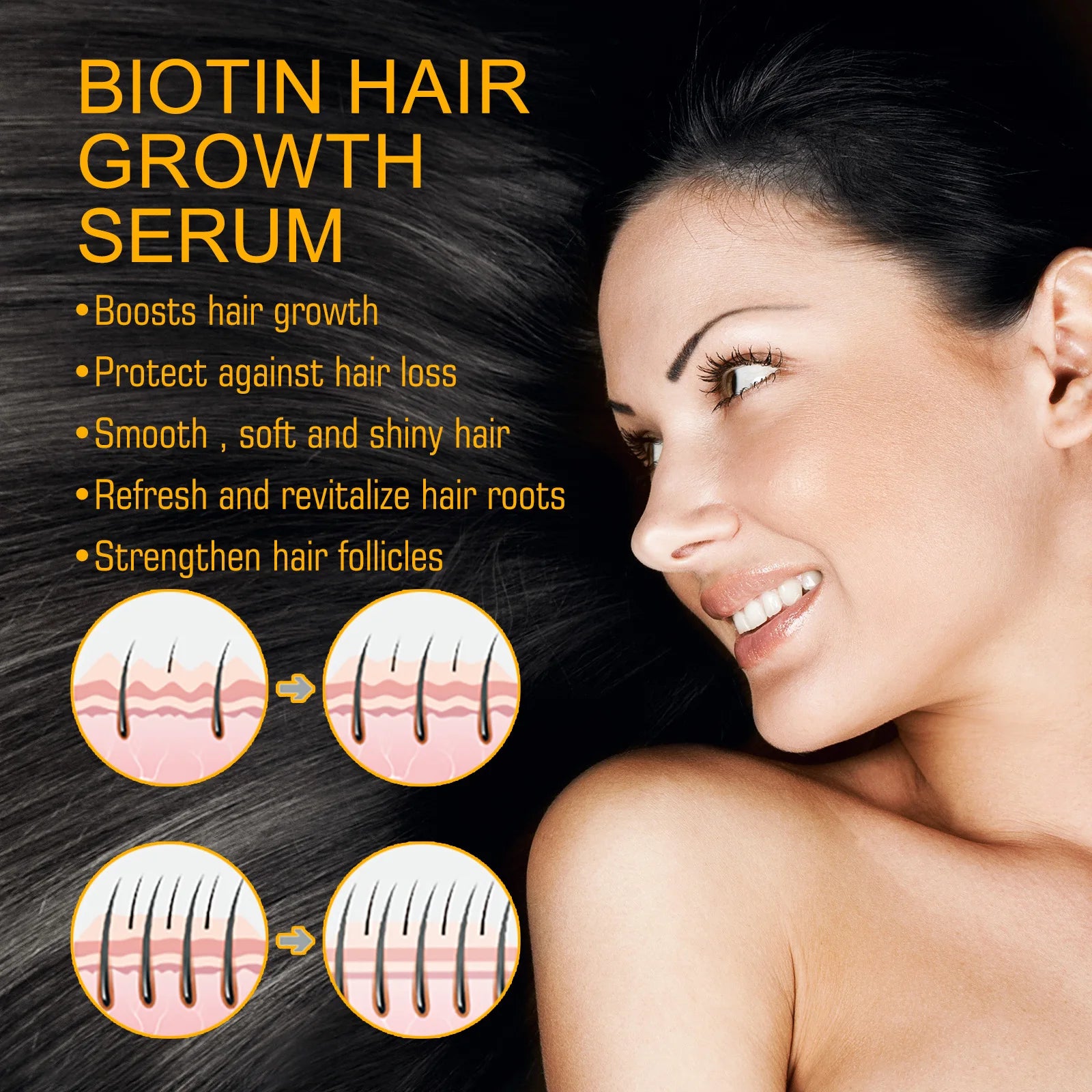 EELHOE Biotin Hair Spray For Man Women 30ml Hair Growth Repair Damage Restore Oil Scalp Repair Serum Spray Thicken Hair Care Oasis Select