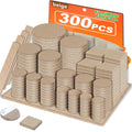 136/300 Pcs Self Adhesive Furniture Pads Anti Scratch Various Sizes Felt Furniture Noise Reduction Floor Protectors Tile Floor Oasis Select Beige 300 Pcs