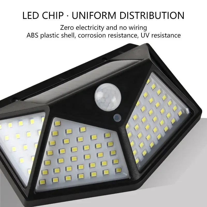 Motion Sensor 100LED Solar Wall Lamp Outdoor Waterproof Powered Street Light Garden Railing Decorative Lamp Sunlight Oasis Select