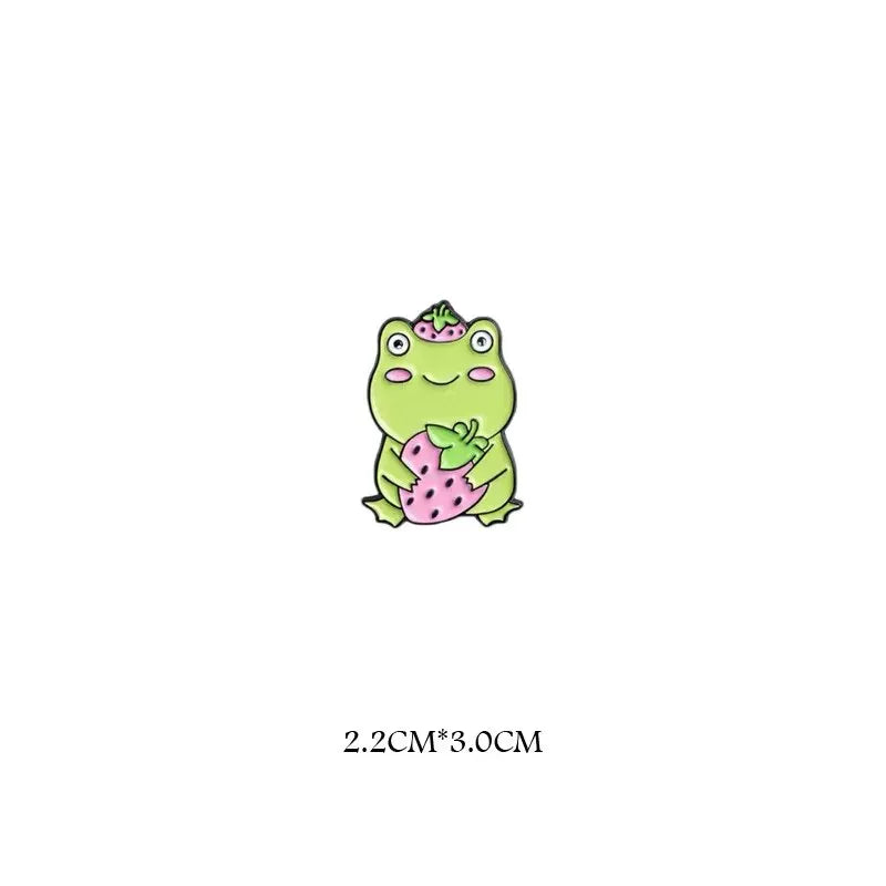 Funny Frog Zinc Alloy Brooch – Cartoon Animal Badge Pin Novelty Brooch Pin Oasis Select Strawberry Frog