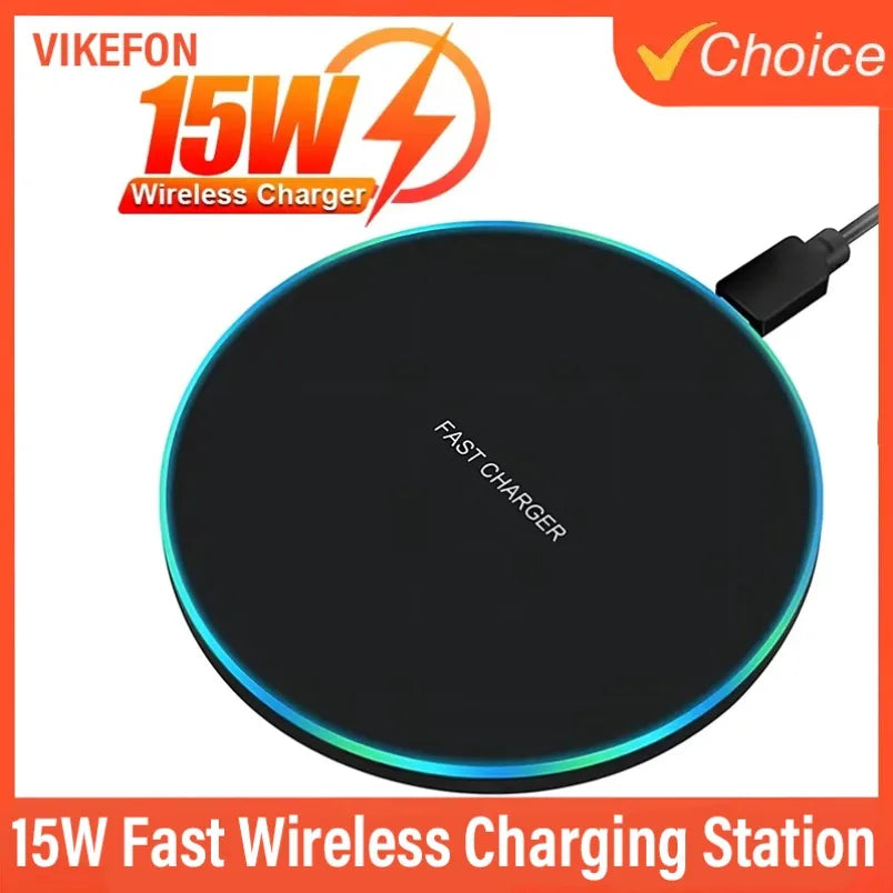 For iPhone 12 13 14 15 16 Pro XS Max 15W Fast Wireless Charging Station For Samsung Xiaomi Huawei Wireless Charger Pad Oasis Select