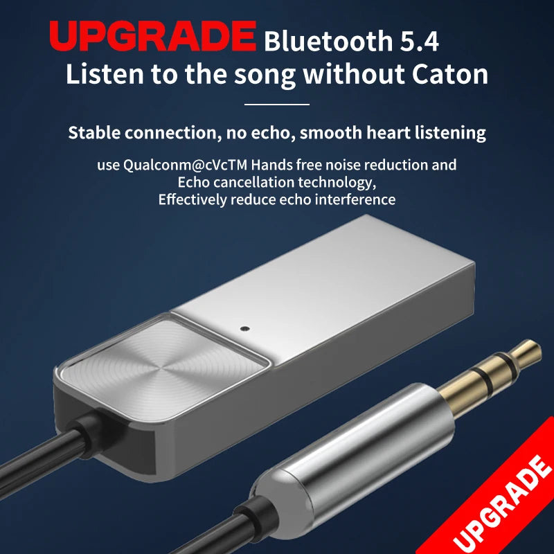 Upgrade Bluetooth 5.4 Audio Receiver Stereo Dongle USB To 3.5mm Jack Car Audio AUX Wireless Adapter With Mic For Car BT Transmit Oasis Select