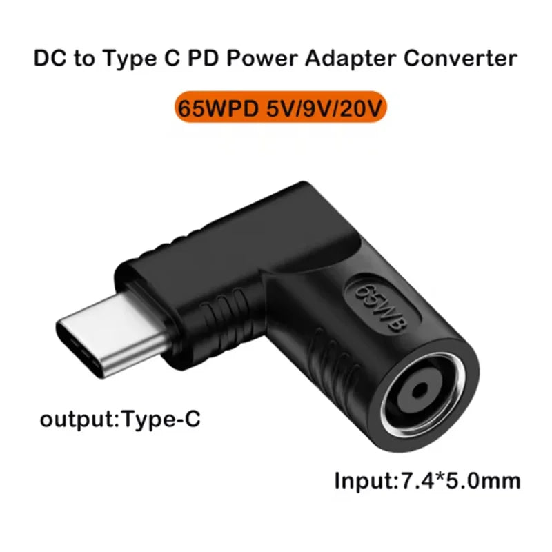 65W PD Converter Adapter USB C Type C to DC Female 7.4*5.0mm Power Charging Adapter Connector for MacBook huawei Xiaomi Oasis Select ype 1