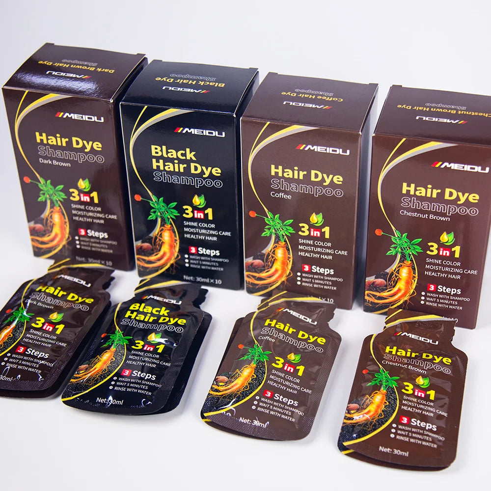 Meidu 3-in-1 Hair Dye Shampoo – Instant Gray to Black, 30ml Hair Dye Shampoo Oasis Select