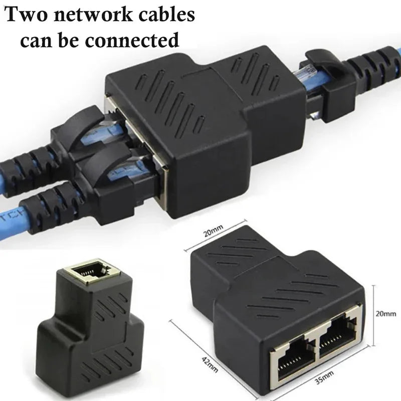 1/2/4/6pcs Cable Ethernet Cable Extender Network Connector 1 To 2 Ways Docking Plug RJ45 Splitter Adapters Cables Connectors Oasis Select