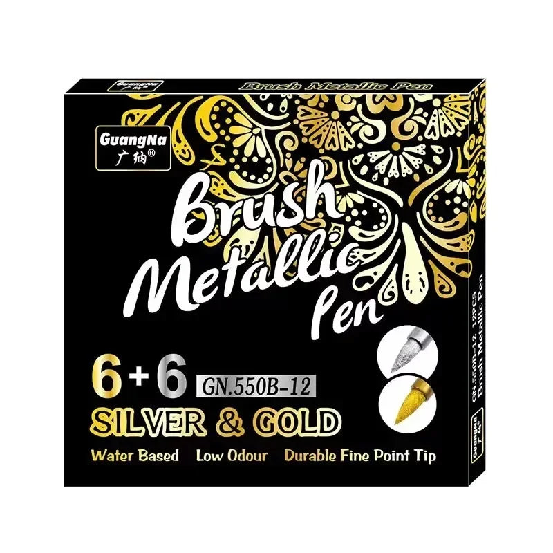 Gold Silver Metallic Permanent Markers Waterproof Paint Pens For Rock Mug Ceramic And Glass DIY Art Creation Supplies Oasis Select Soft-6Gold 6Silver