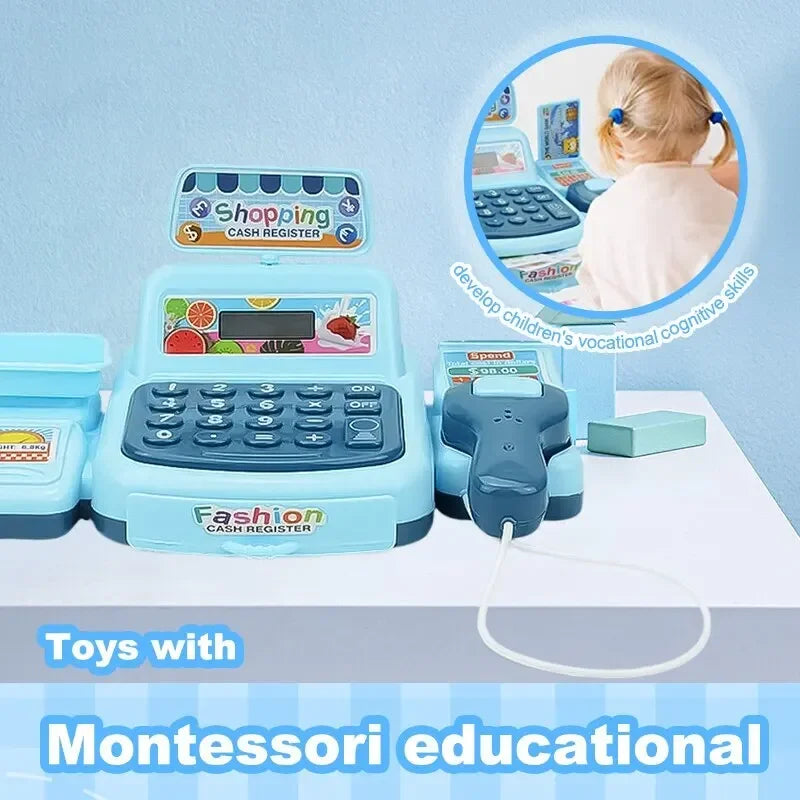 Simulation Shopping Cash House Toys Electronic Game Lighting and Sound Effects Supermarket Cashier Toys Toy for Kids Girl Gifts Oasis Select