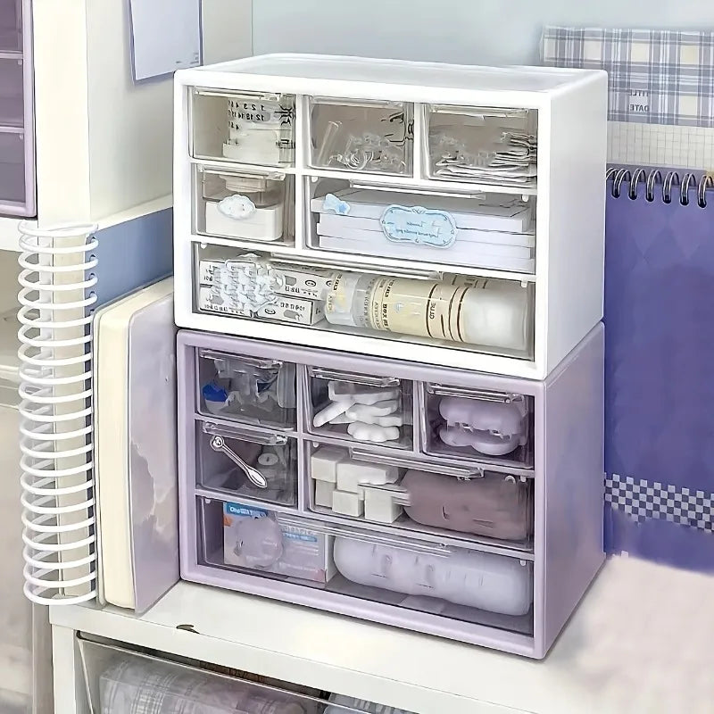 1pcs Plastic Desktop Storage Box Drawer Style Office Desk Small Storage Box for Student Dormitory Organizing Supplies Oasis Select