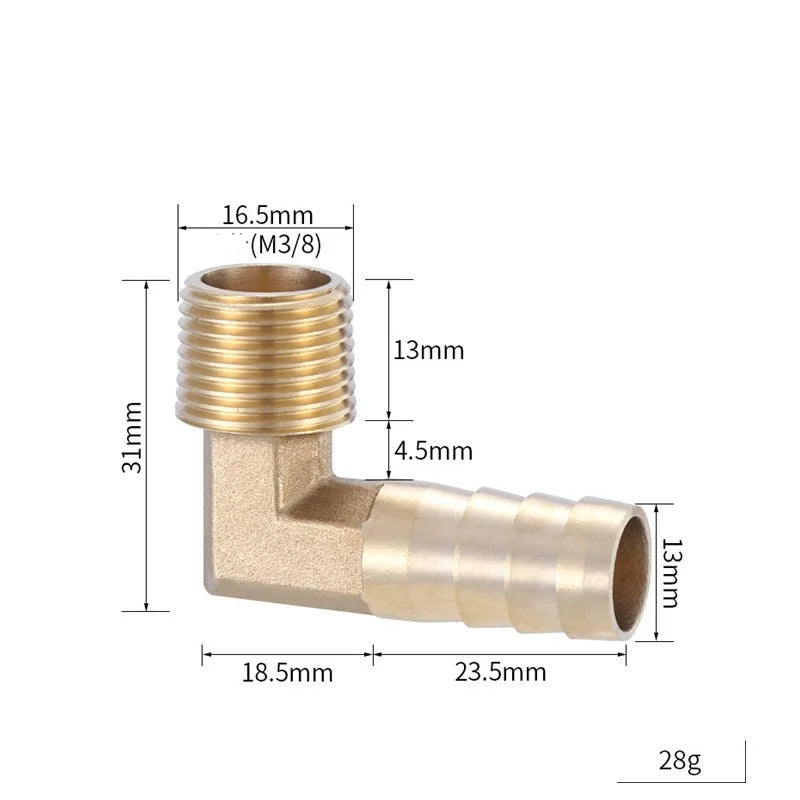 Brass Hose Fitting 4mm-19mm Barb Tail 1/8" 1/4" 1/2" 3/8" BSP Female Thread Copper Connector Joint Coupler Adapter Oasis Select 3cent male 13MM