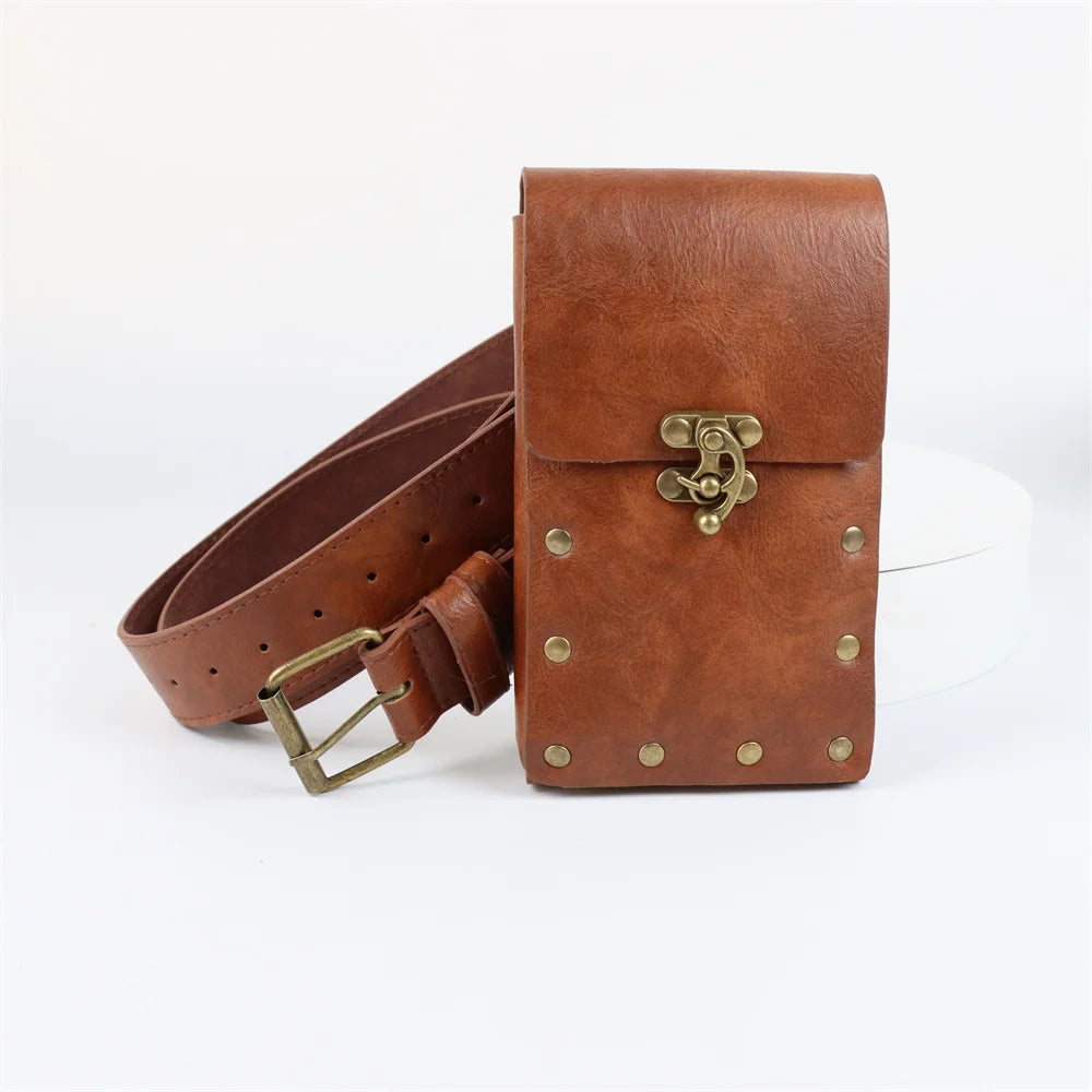 4PCS/1PCS MedievalCosplayLeather Belt Copper Coin Waist Bag Renaissance Dress Steam Belt Role Playing Halloween Belt Set Cosplay Oasis Select