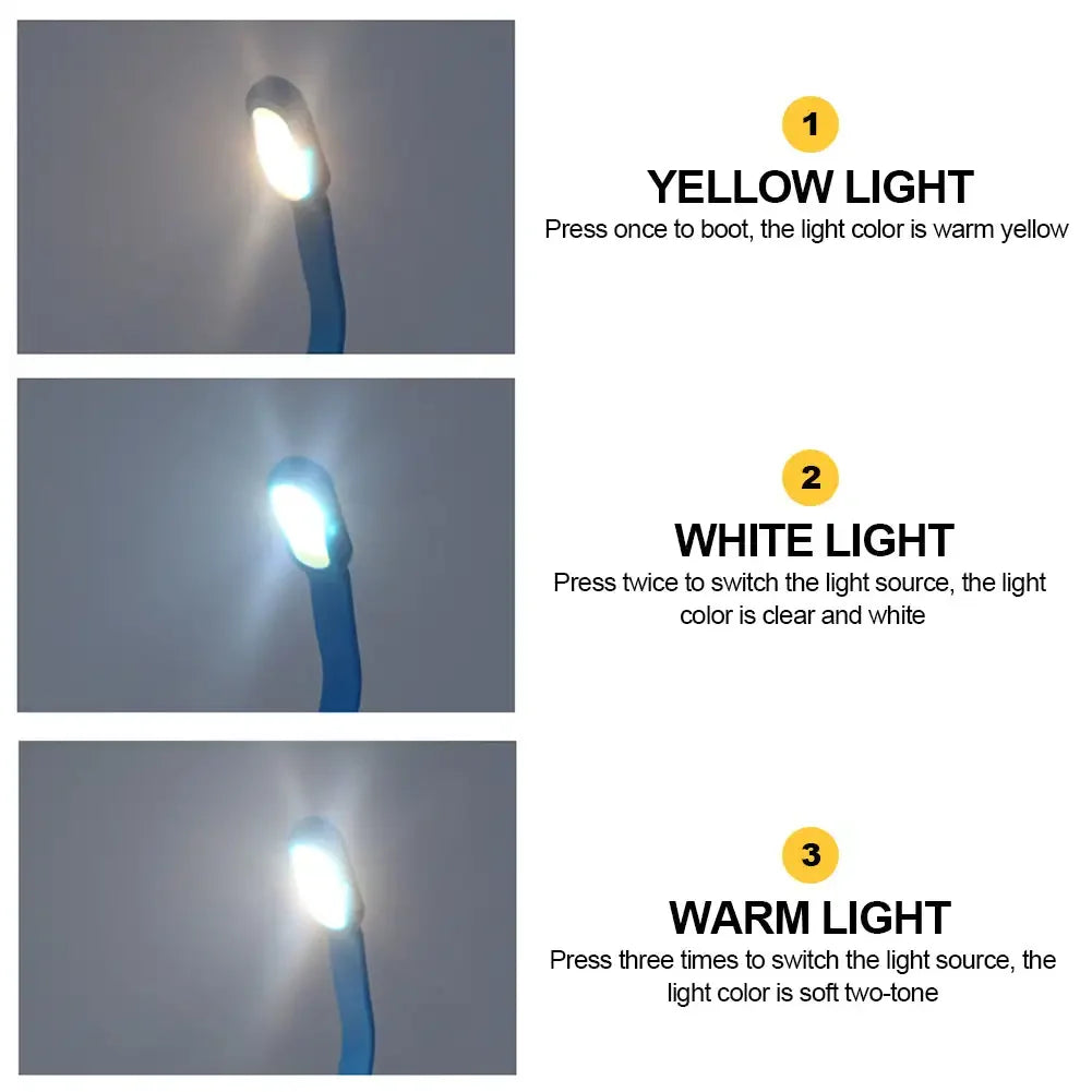 Mini LED Book Night 3 Brightness Adjustable USB Rechargeable Clip-On Study Reading Lamp for Travel Bedroom Dormitory Reading Oasis Select