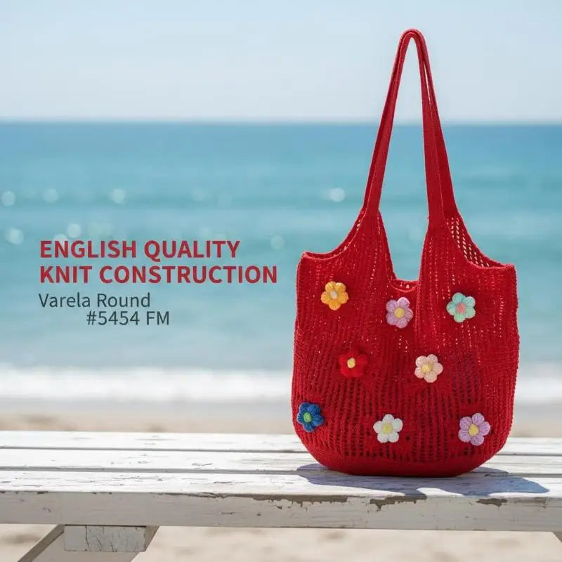 Floral Woven Shoulder Bag – Lightweight Women's Beach Tote