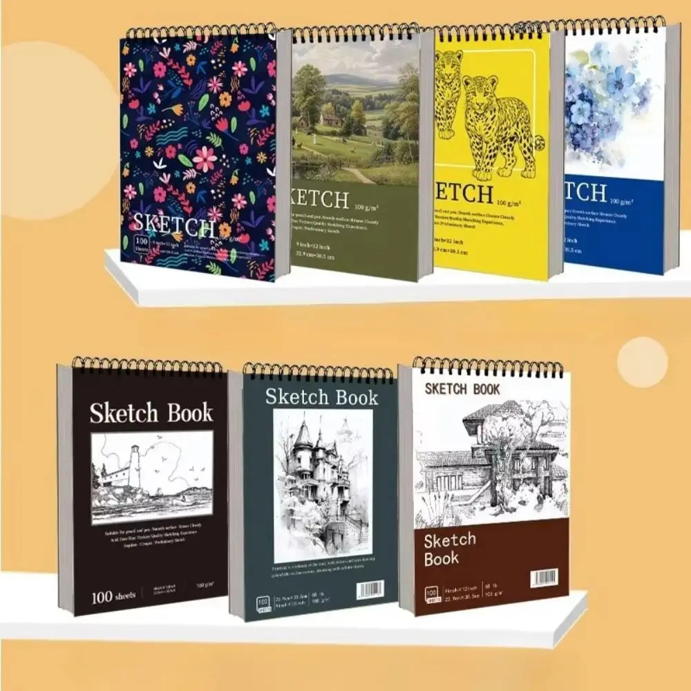 100 Sheets Coil Sketchbook Portable Easy To Tear Spiral Bound Artist Sketchbook Acid-Free Paper Perforated Pages Oasis Select