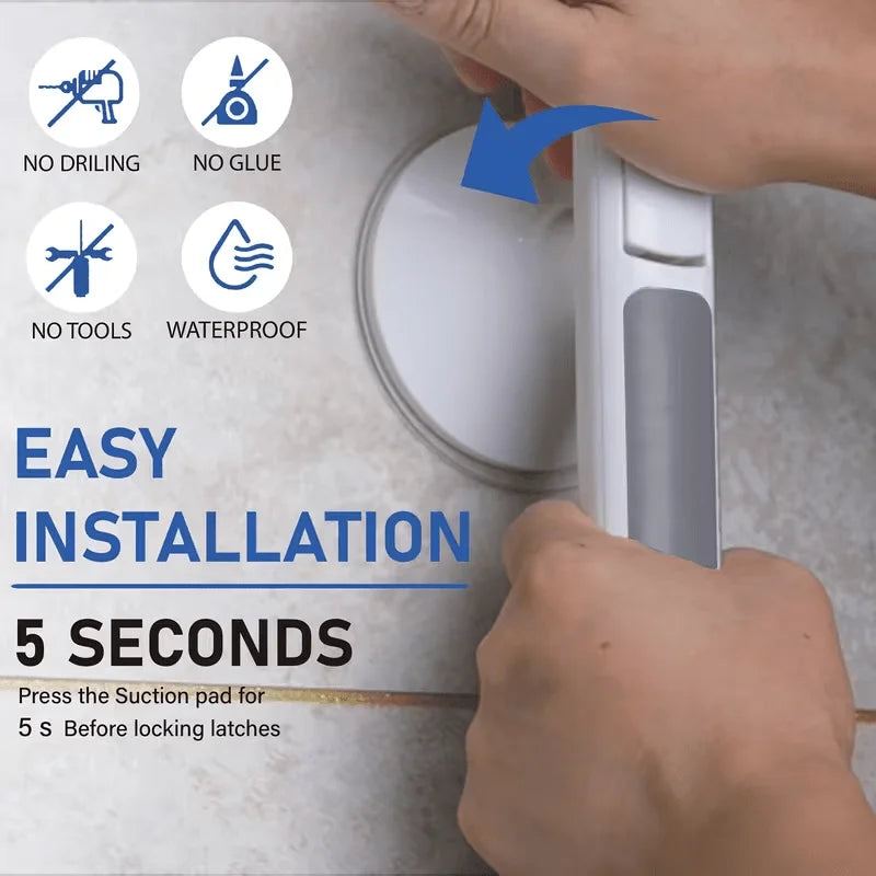 1pc Powerful Suction Cup Safety Handrail – No Drill, Easy Install, Mobility Aid for Bathroom, Kitchen,Living Room, Works on Tile Oasis Select