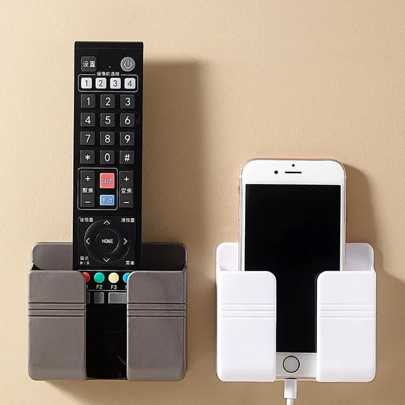1pc Wall Mounted Storage Box Multifunction Punch Free Organizer TV Remote Control DIY Mobile Phone Plug Charging Holder Stand Oasis Select
