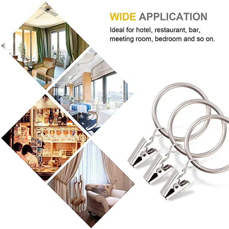 10PCS Curtain Hooks Hanging Clips Metal Clip Rustproof Curtain Rods Hangers Split Curtain Rings Buckles Eyelets Grommet Hook Oasis Select