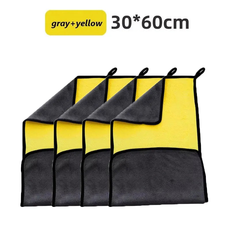 1/4pcs Thicken Microfiber Motorcycle Car Cleaning Towels Soft Drying Cloth Car Washing Towels Double Layer Clean Rags Detailing Oasis Select 4pcs-30x60cm