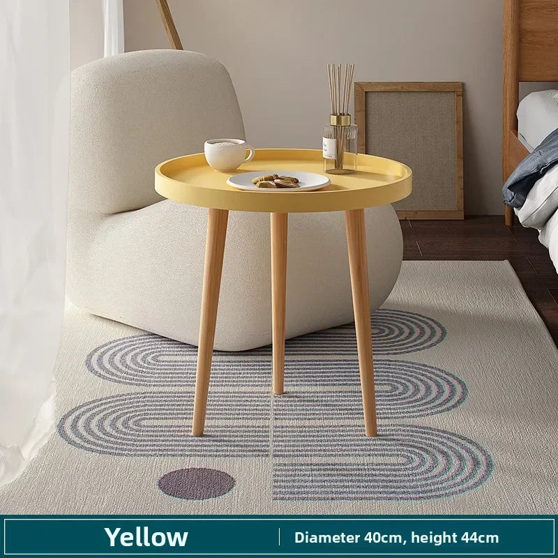 Multi-functional Nordic small round table coffee table sofa side table living room simple creative round coffee table Durable Oasis Select 40 yellow A
