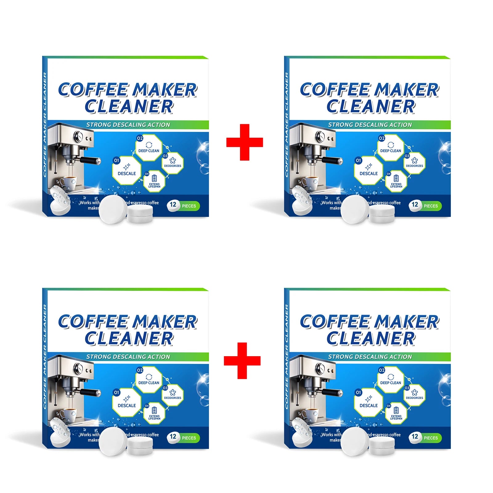Coffee Machine Cleaner Gentle Cleaning Coffee Machine Remove Pipe Grease,Scale and Residue Coffee Machine Cleaning Tablets 12PCS Oasis Select 4 X 12pcs boxed
