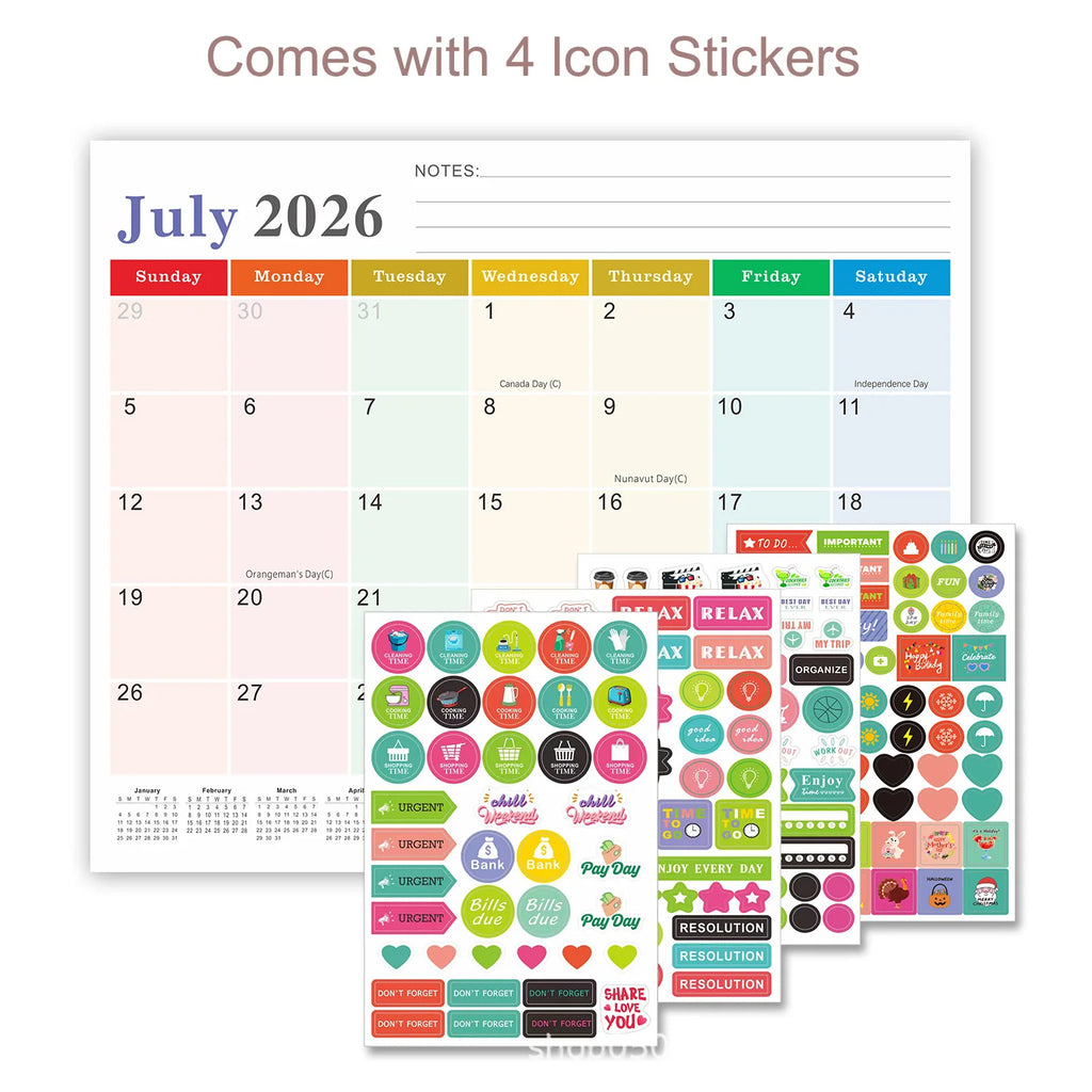 18-month magnetic calendar, January 2026 to June 2027 refrigerator calendar, tear-off 8" x 10" calendar Oasis Select Style B02