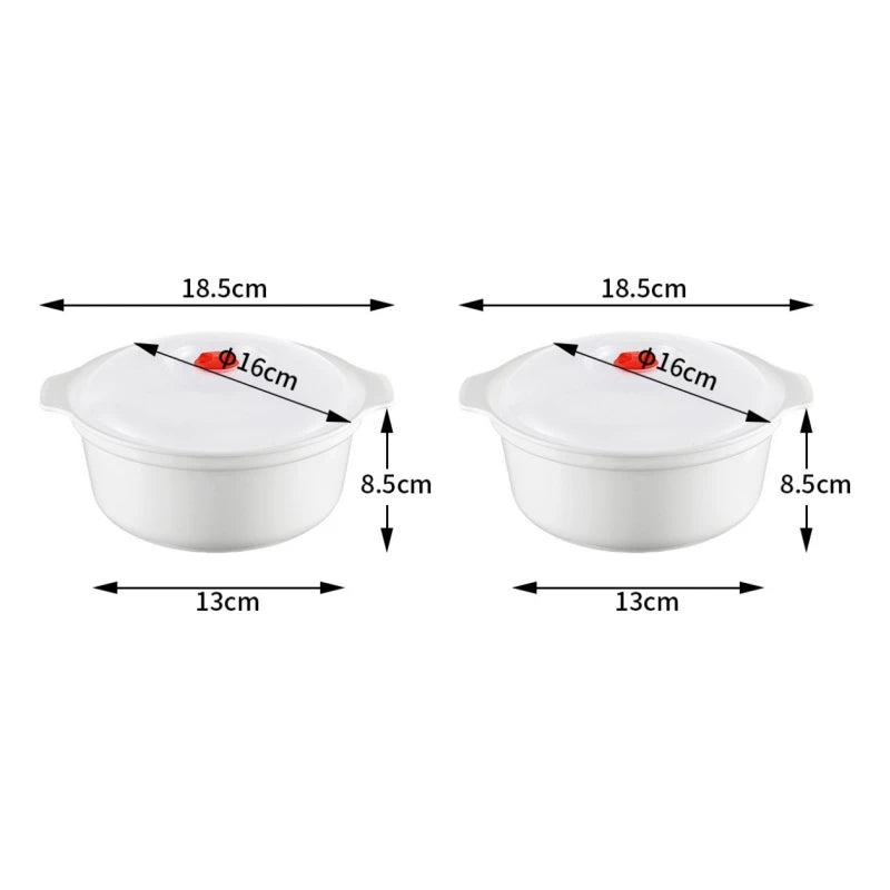 2Pcs Two Ear Round Microwave Lunch Box Household Plastic Heating Fresh Keeping Box With Lid Steamed Bun Instant Noodles Bowl Oasis Select S 2pcs