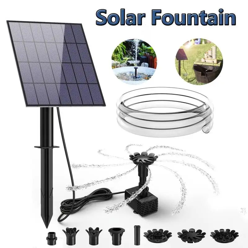 3.5W Solar Fountain Pump DIY Solar Panel Fountain with 4.9FT Water Pipe Pump for Bird Bath Garden Decoration Pets Drinking Pon Oasis Select 3.5W Ground plug